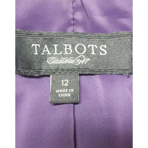 Talbots Purple Velour  Blazer Size 12 Asymmetrical Front Buttons  Lined Pockets - Picture 8 of 8
